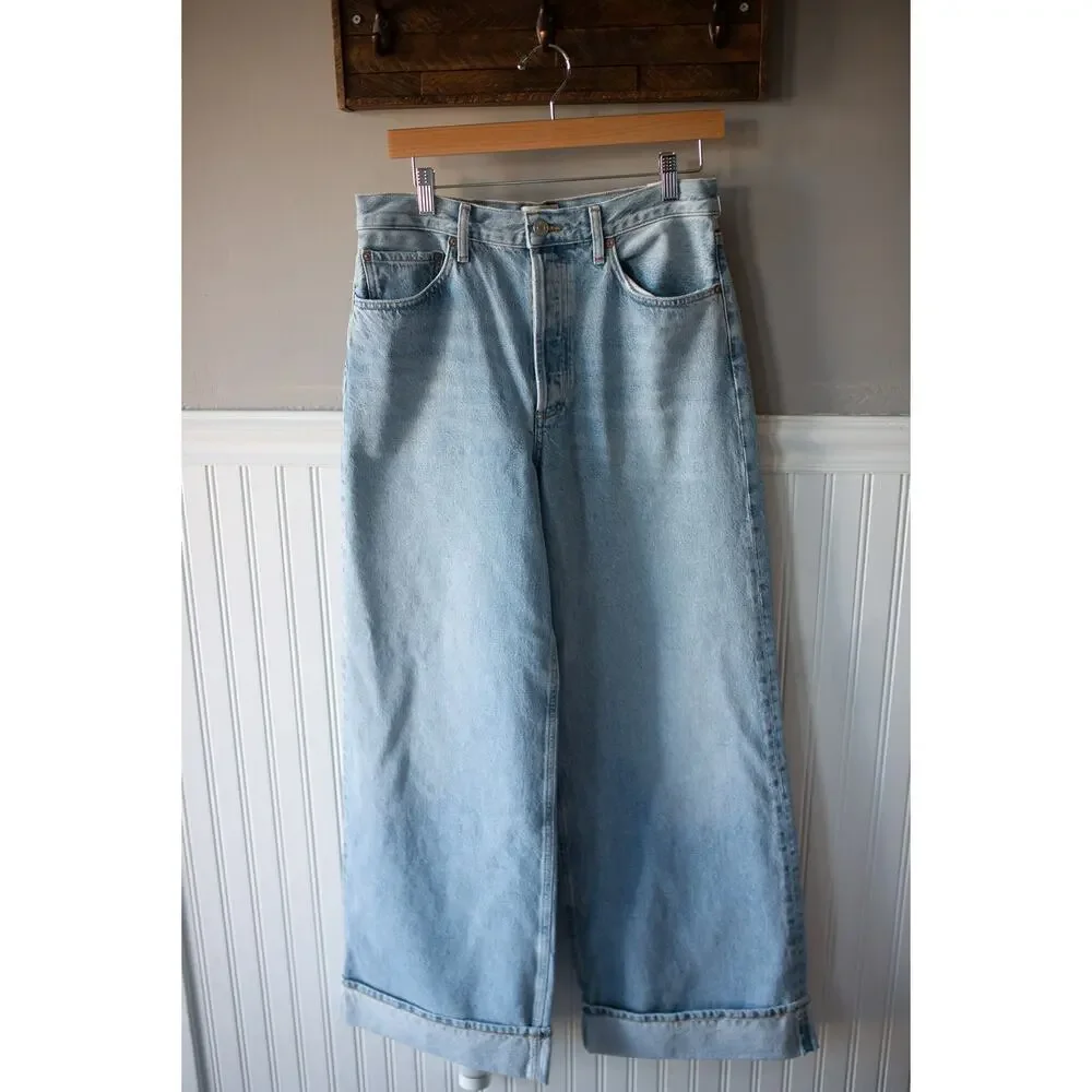Agolde Dame High Rise Wide Leg Jeans Cuffed 28 NEW - Picture 2 of 4